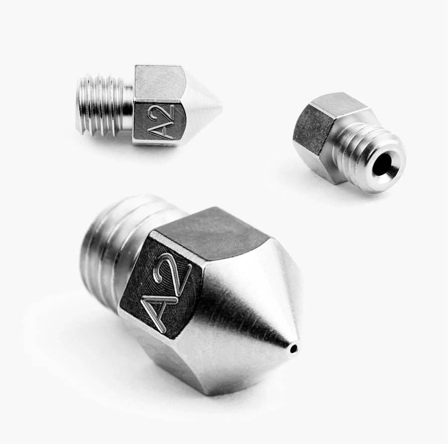 Three metal parts with threaded screws and pointed ends, one of them marked with the stamp 'A2', against a white background.