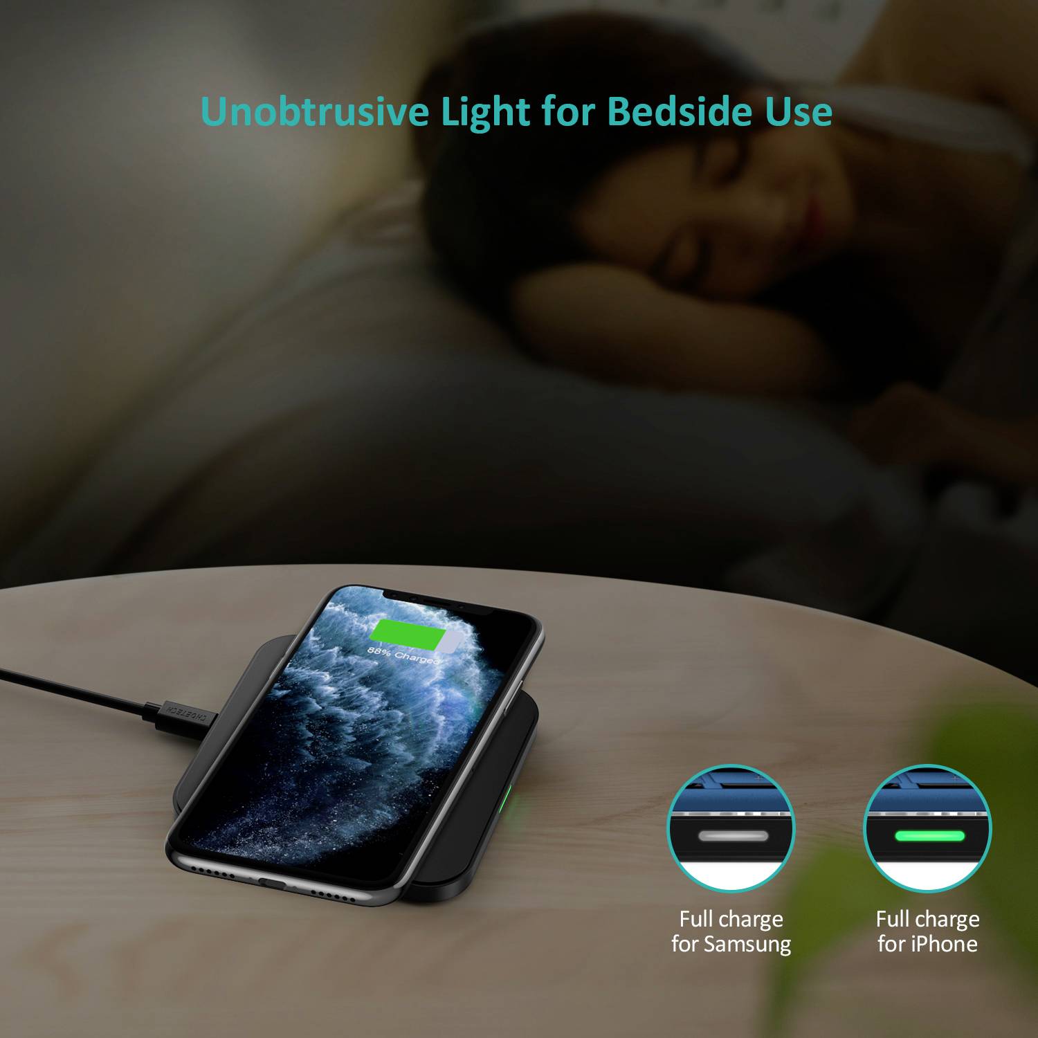 Wireless charger CT-T511-S Outputs USB