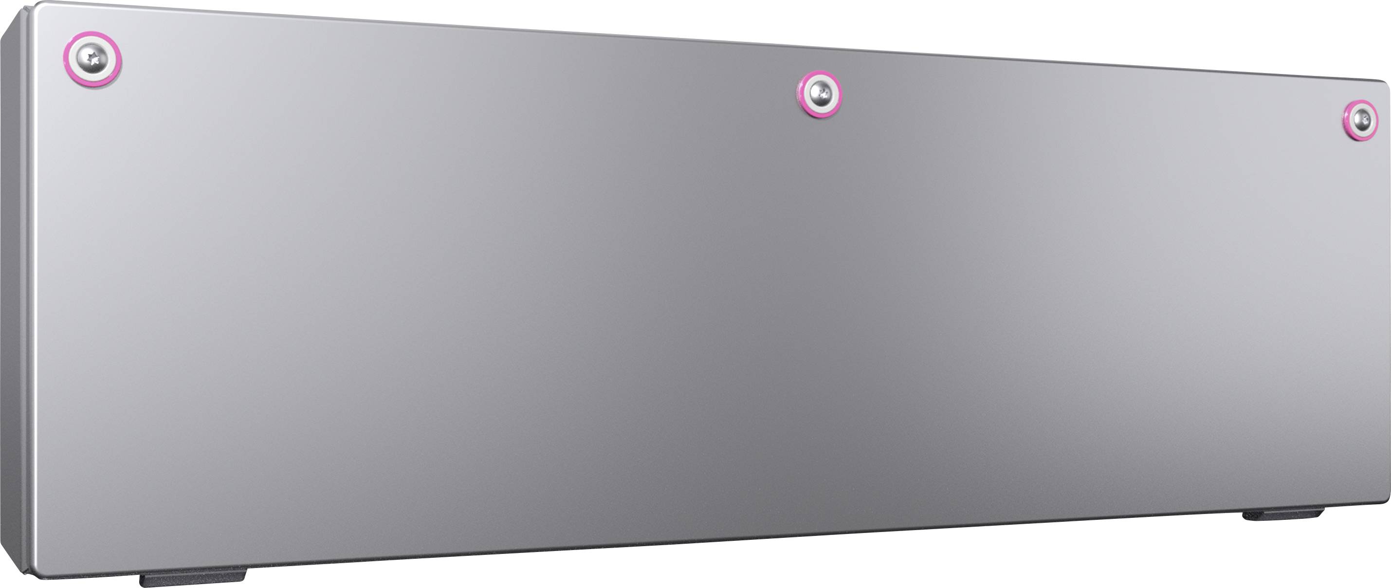 Metallic cover with three visible screws on top.