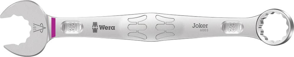 A silver Wera 'Joker' spanner, visibly showing its open and knurled end, against a white background.