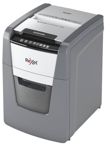 Rexel Optimum AutoFeed+ 90X Document shredder 90 sheet Micro-cut 4 x 28 mm P-4 34 l Also shreds Paper clips, Staples, Credit cards