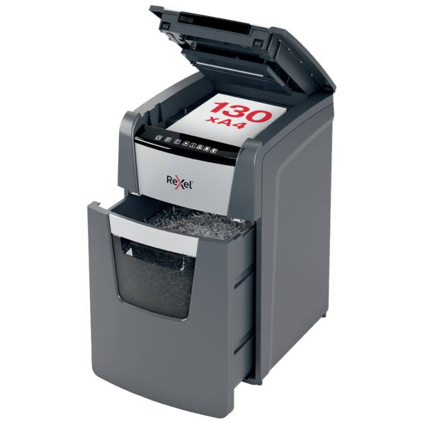 Rexel Optimum AutoFeed+ 130M Document shredder 150 sheet Micro-cut 2 x 15 mm P-5 44 l Also shreds Paper clips, Staples, Credit