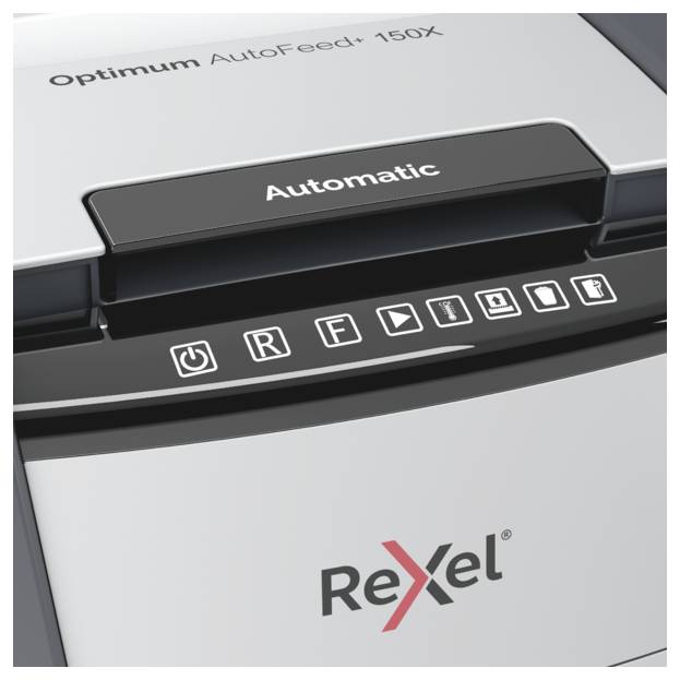 Rexel Optimum AutoFeed+ 150X Document shredder 150 sheet Micro-cut 4 x 28 mm P-4 44 l Also shreds Paper clips, Staples, Credit