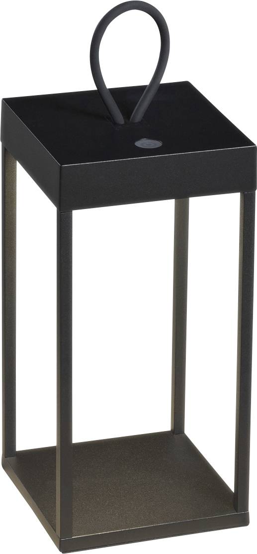 Black, rectangular lantern with an open design and square base, suitable for decorative purposes indoors or outdoors.
