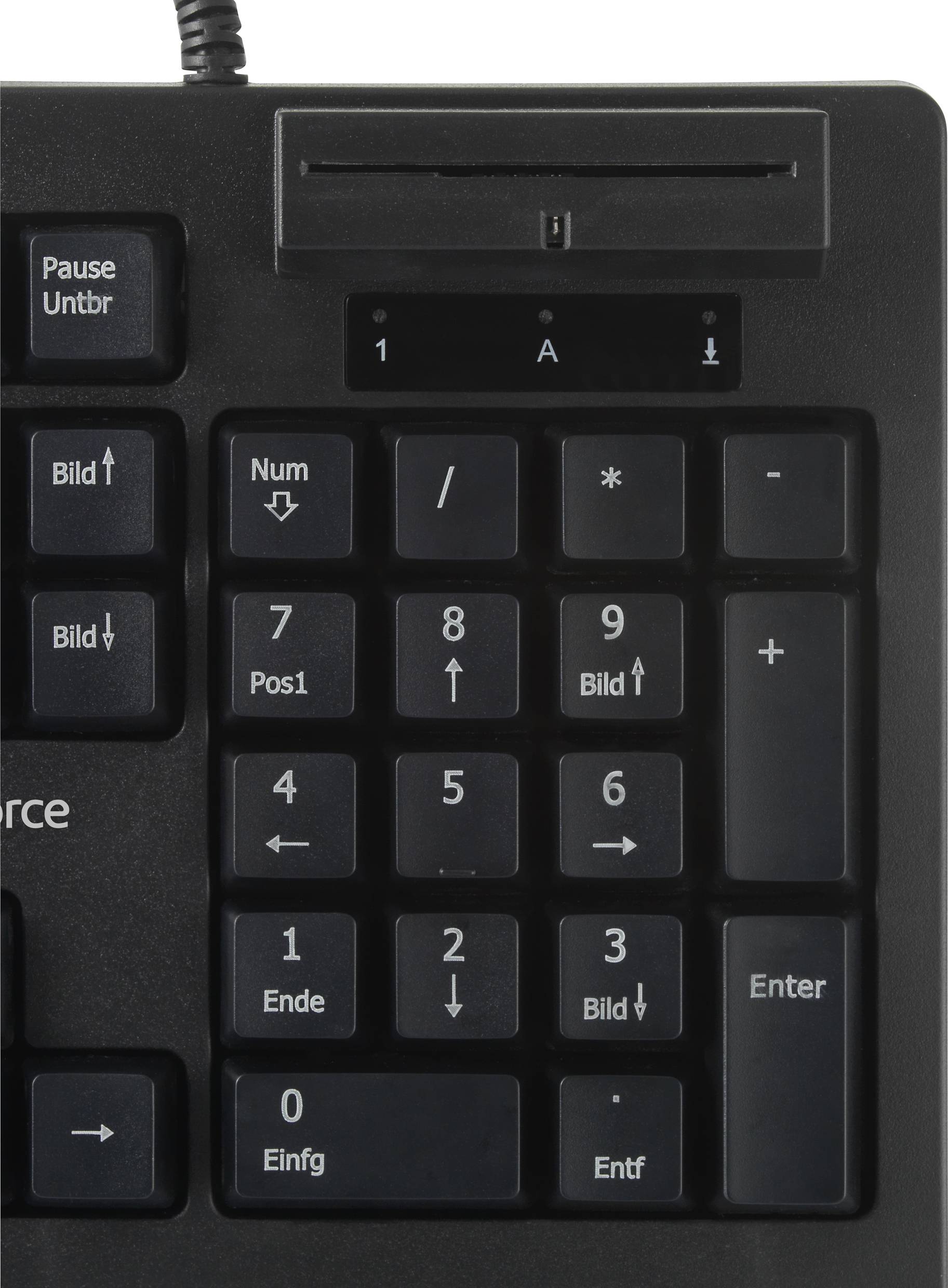 Renkforce RF-CKB-200 USB Keyboard German, QWERTZ Black Chip card reader