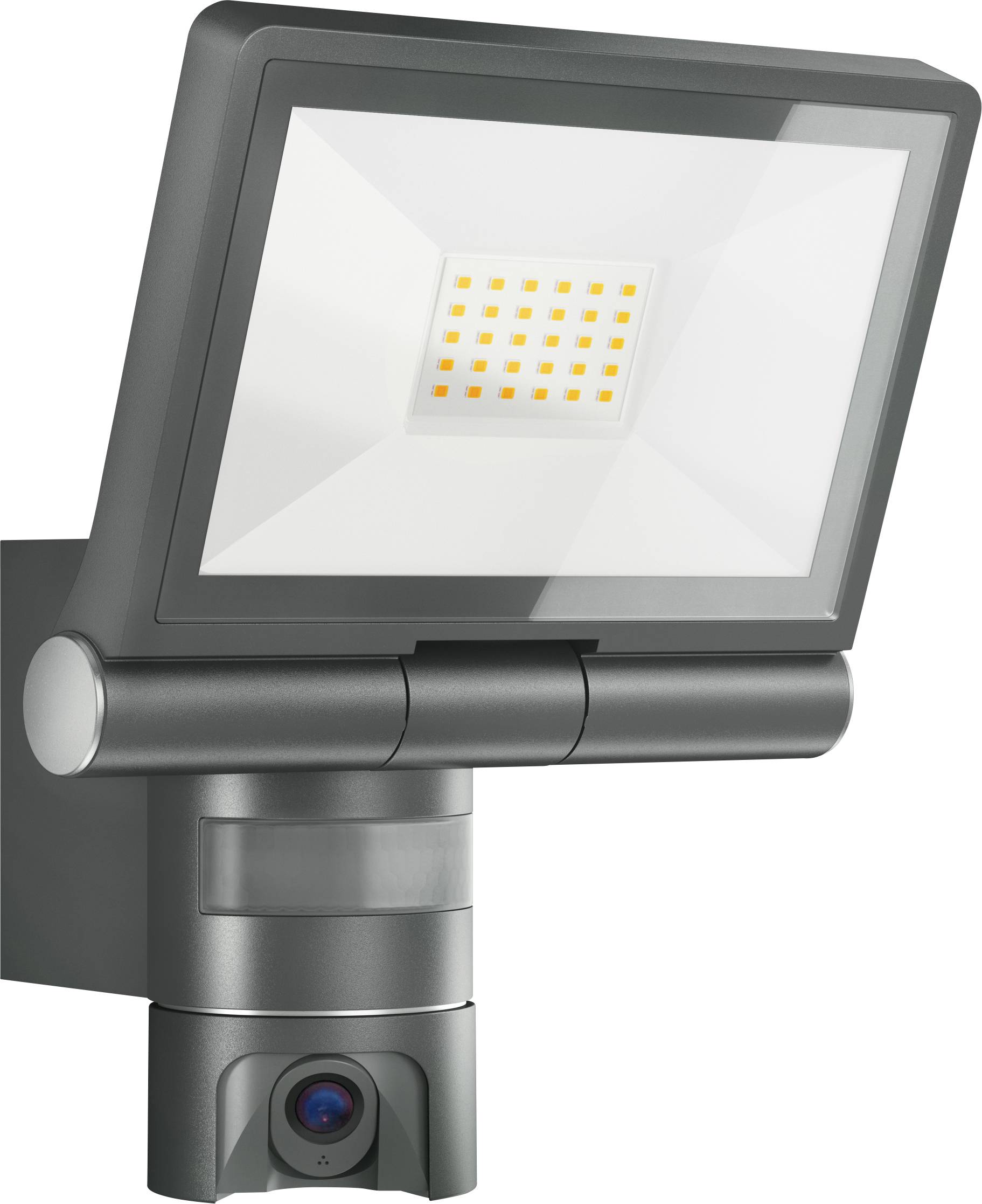 Exterior wall-mounted camera with integrated floodlight. The light source is LED, and the camera is intended for security purposes.