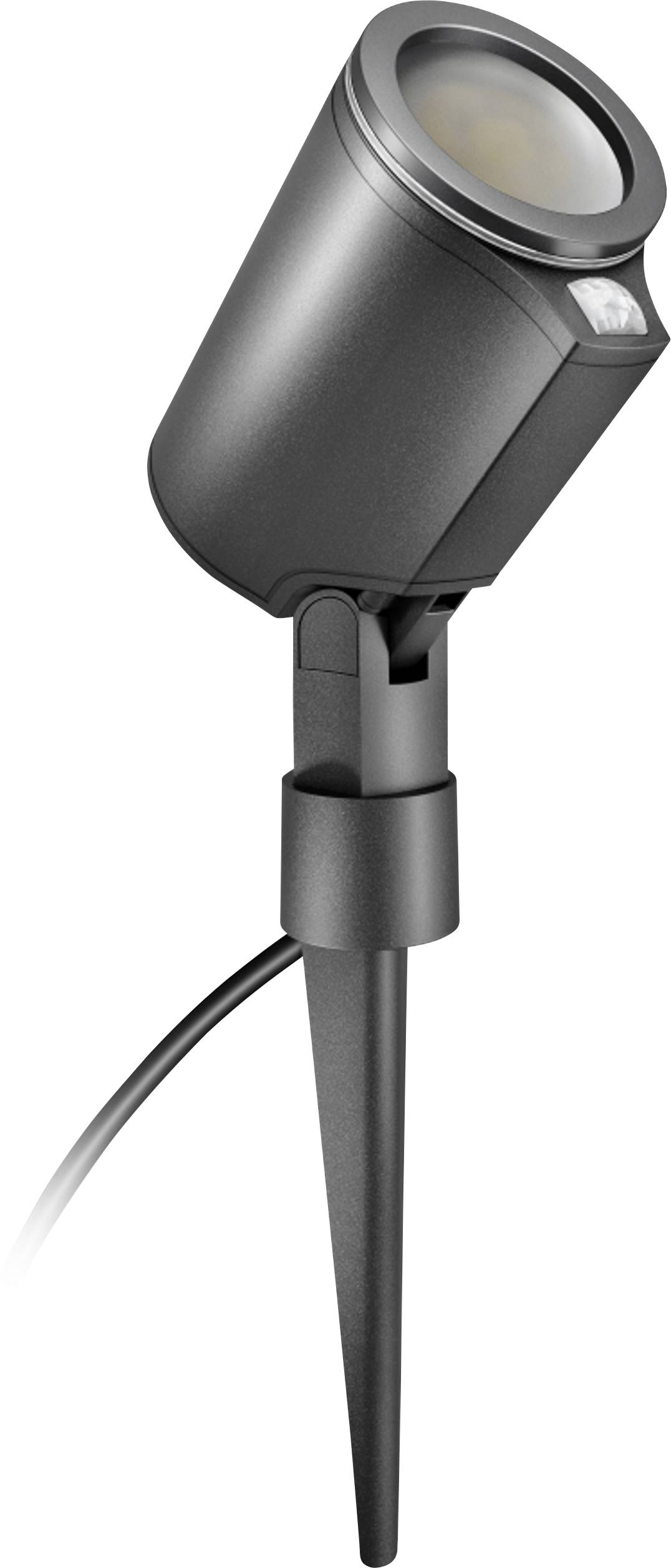 A black LED outdoor light with ground spike, ideal for illuminating gardens or pathways. Energy-efficient and weather-resistant.