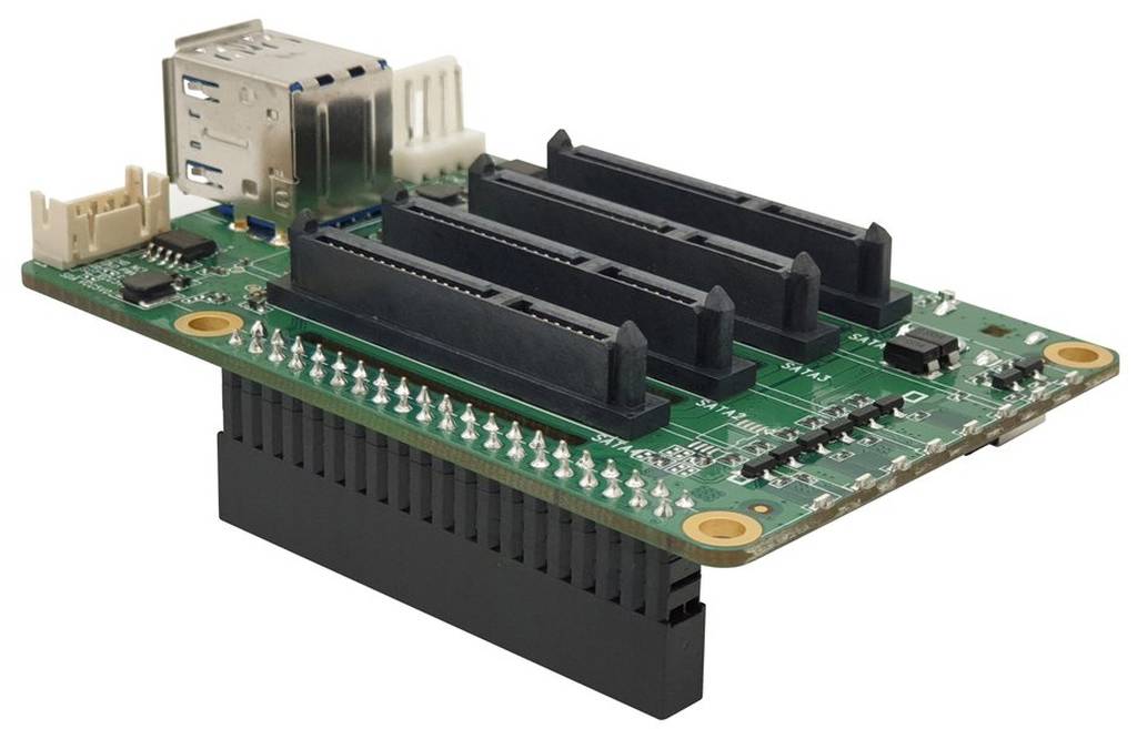 Allnet SATA HAT Quad NAS Raspberry Pi® add-on PCB Compatible with (development kits): Raspberry Pi®