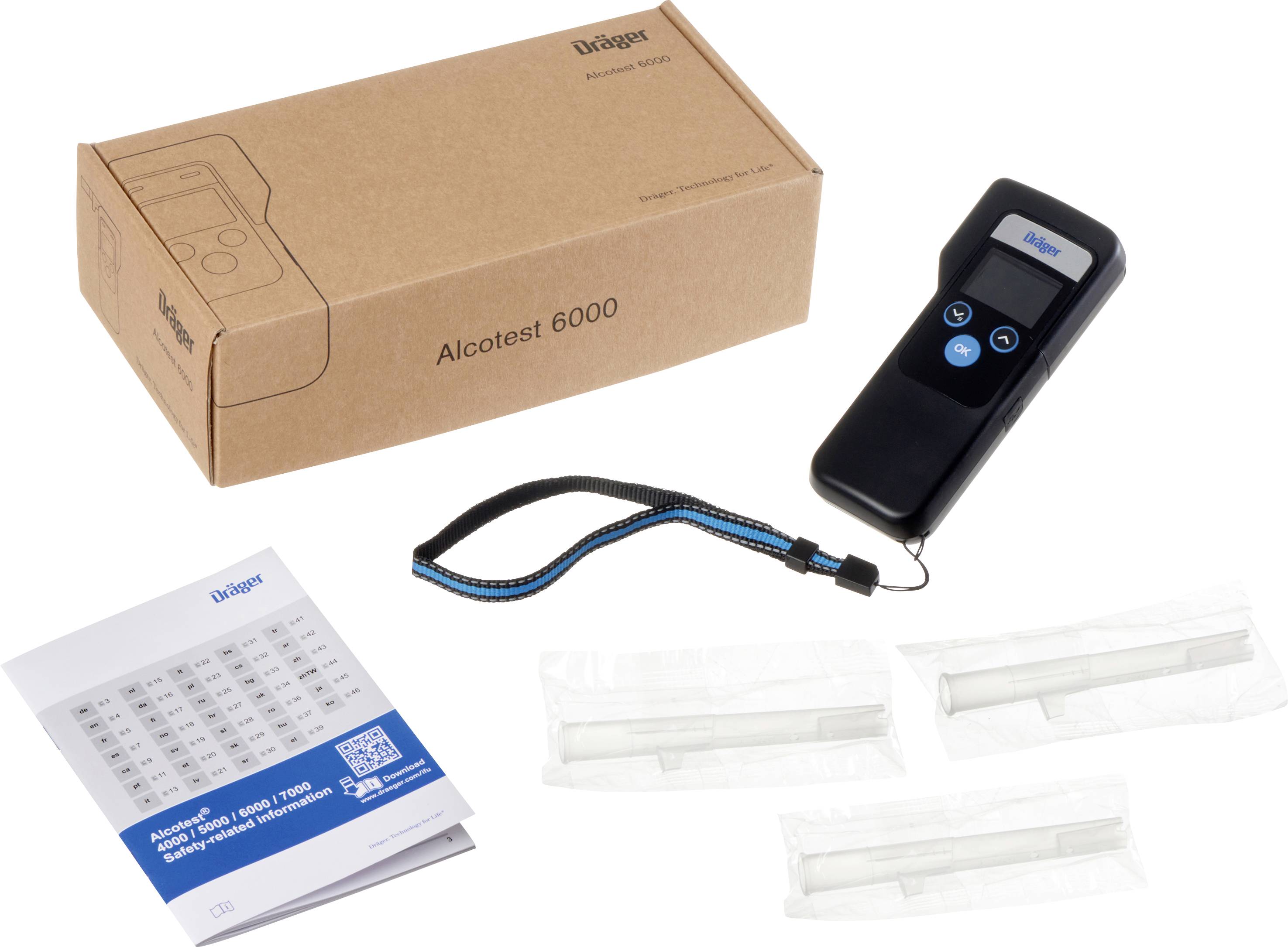 Dräger Alcotest 6000 Breathalyser Black 0.00 up to 5.00 ‰ Alarm, Incl. display