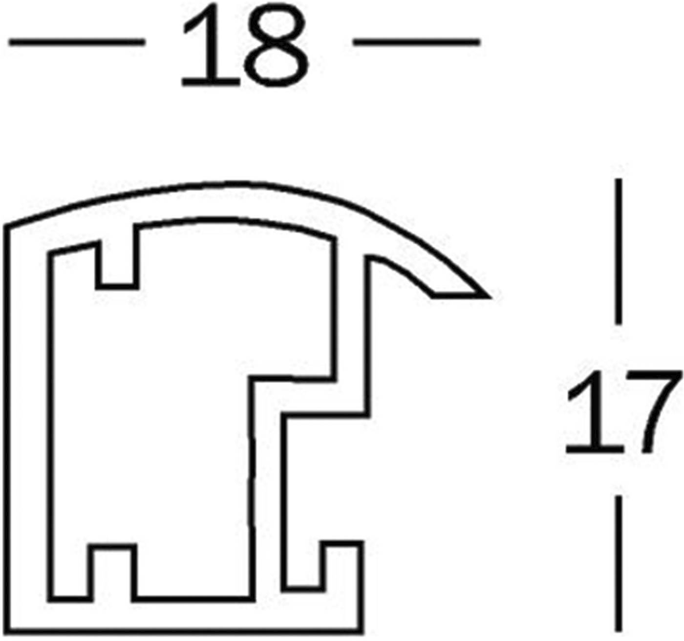 Technical drawing of a profile cross-section with dimensions 18 and 17 indicated.