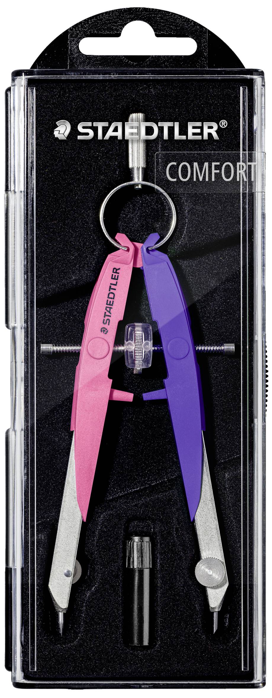 A colourful set of Staedtler coloured pencils in a transparent packaging, with a spare lead pencil beside it.