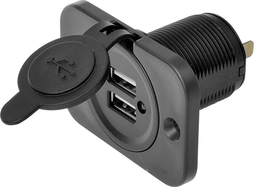 IWH USB Dual-installation socket 12/24 Volt 21100 mA Max. load capacity=2.0 A 12 or 24 V / DC