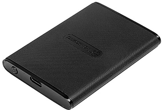 Black external hard drive with rounded edges and USB connection, brand name on the top surface. Perfect for data storage.