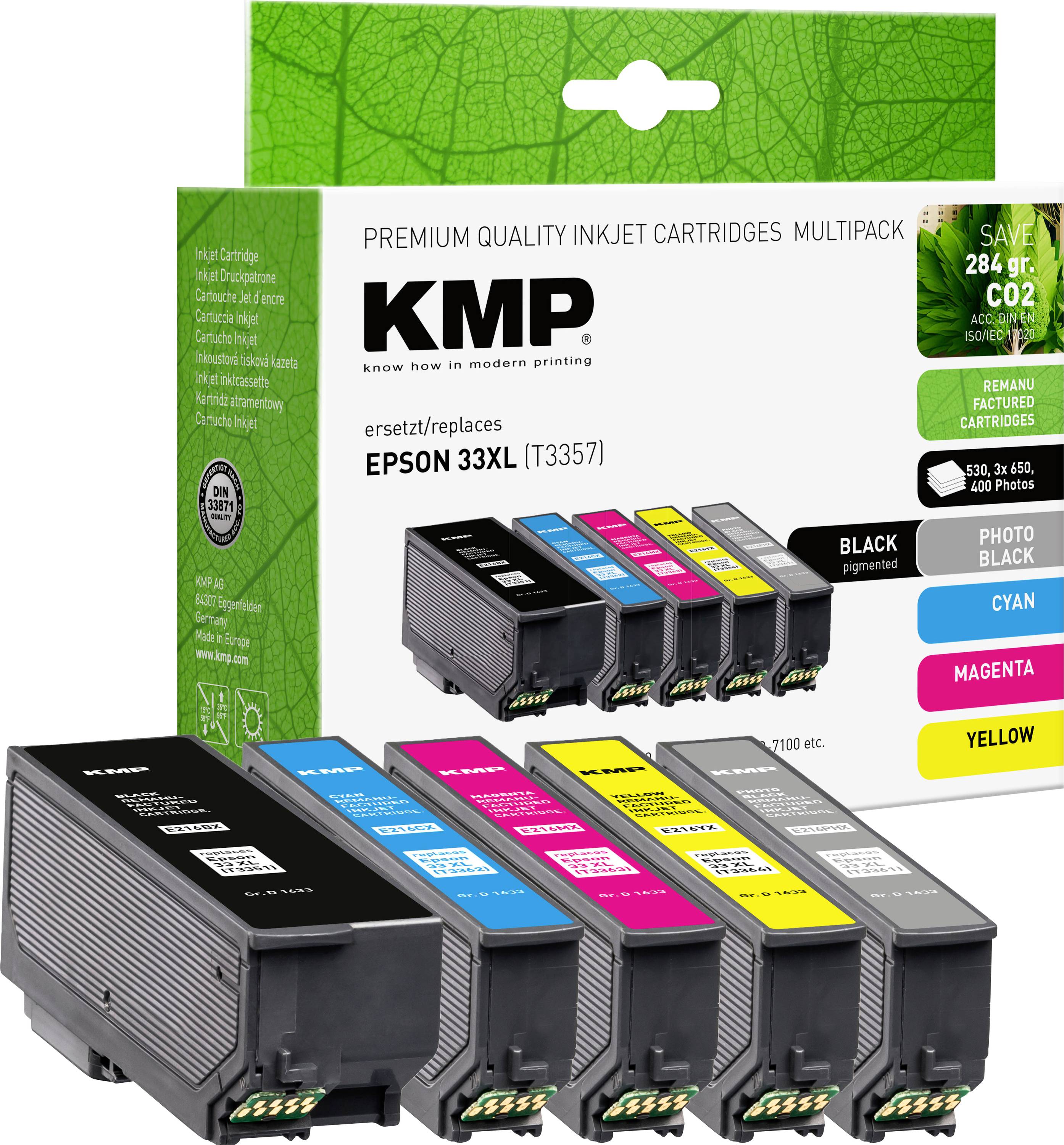 KMP Ink cartridge replaced Epson 33XL, T3357, T3351, T3361, T3362, T3363, T3364 Compatible Set Black, Photo black, Cyan, Magenta