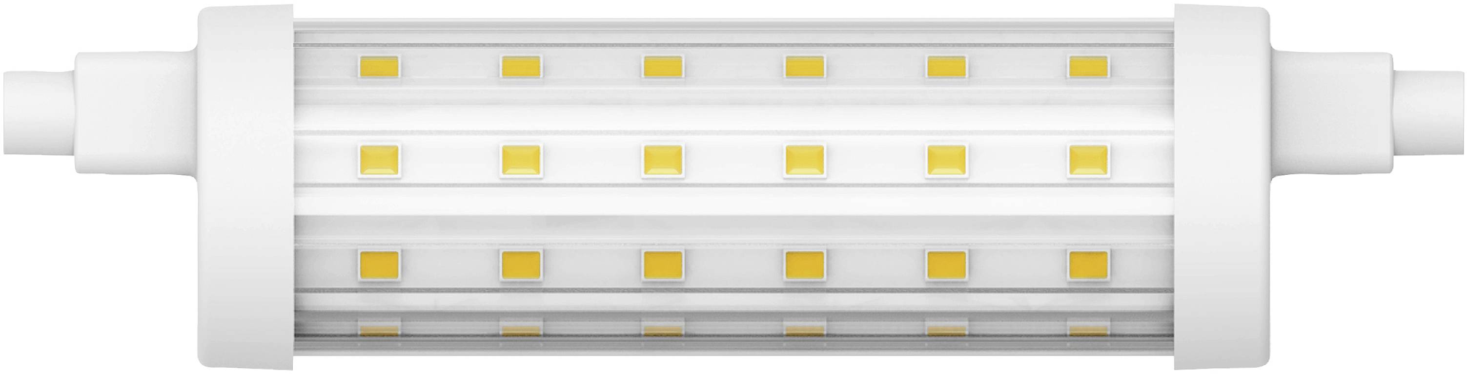 A white LED lamp in a cylindrical shape, fitted with multiple yellow light-emitting diodes evenly distributed.