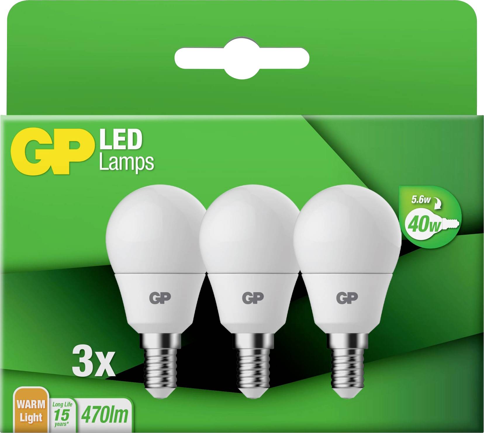 GP GPMGLE14STD854C3 LED (monochrome) EEC F (A - G) E14 Globe shape 5.6 W = 40 W Warm white (Ø x L) 45 mm x 84 mm 3 pc(s)