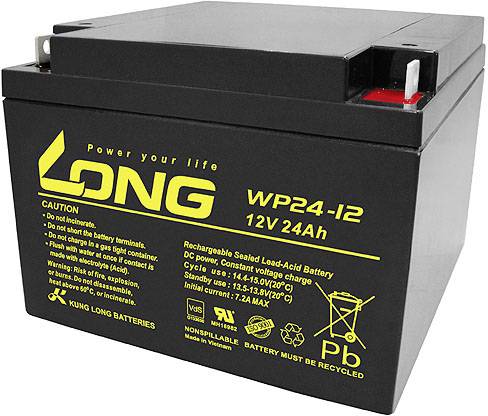 Long WP24-12 WP24-12 VRLA 12 V 24 Ah AGM (W x H x D) 166 x 125 x 175 mm M5 connector VDS certificate, Low self-discharge levels