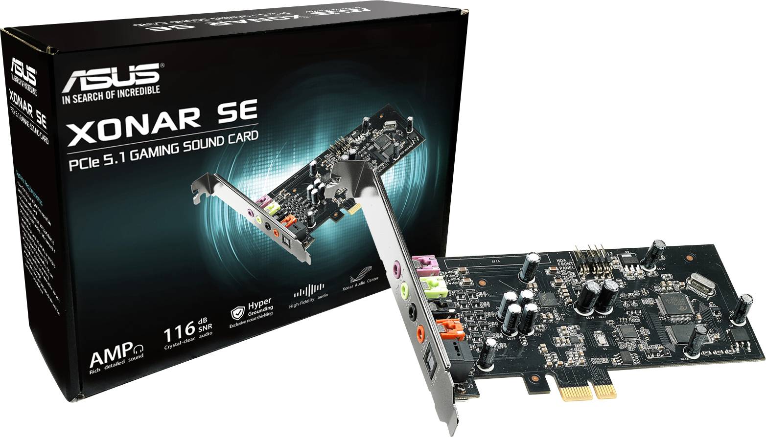 Asus Xonar SE 5.1 Sound card, internal PCIe External headphone jacks