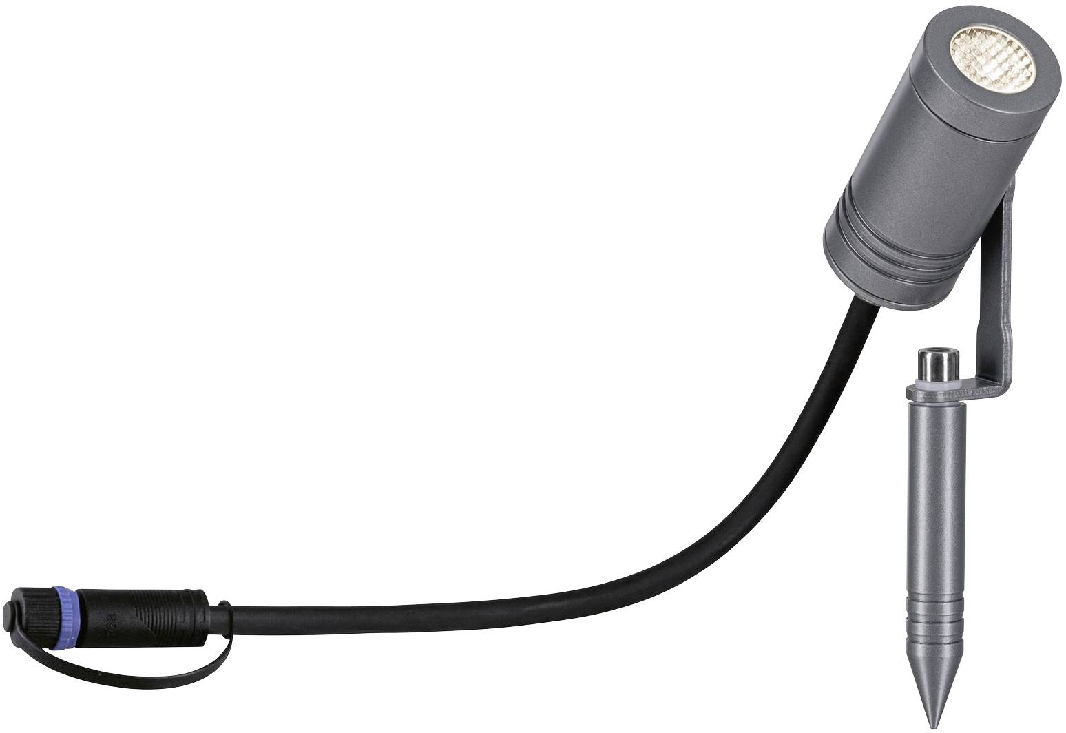 Garden light with ground spike and flexible neck, illuminating the ground. Ideal for outdoor lighting and accentuating garden areas.