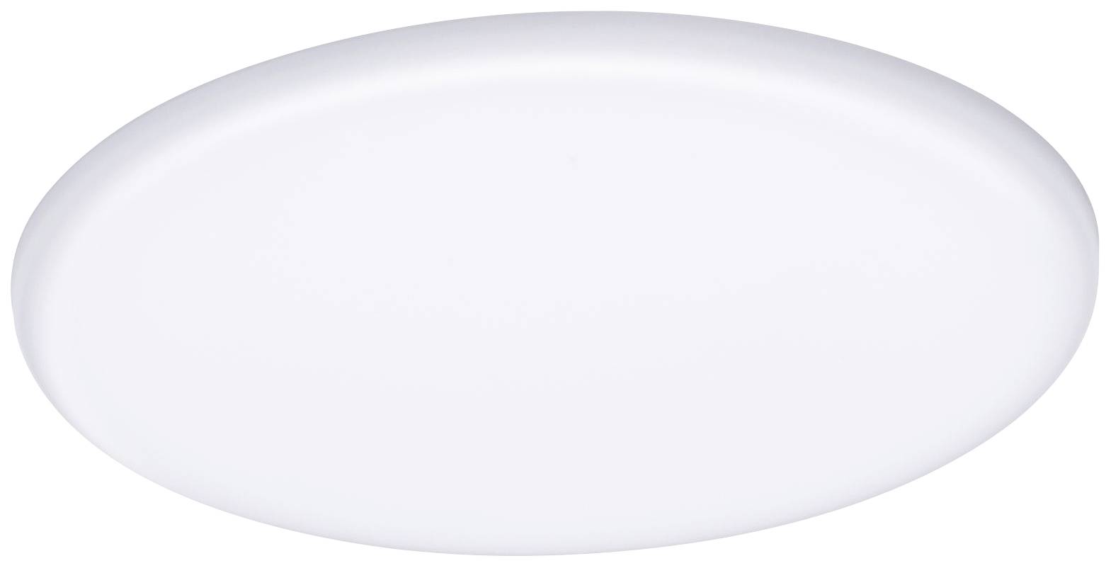 White, round LED ceiling light with a simple, modern design, suitable for living or work areas.