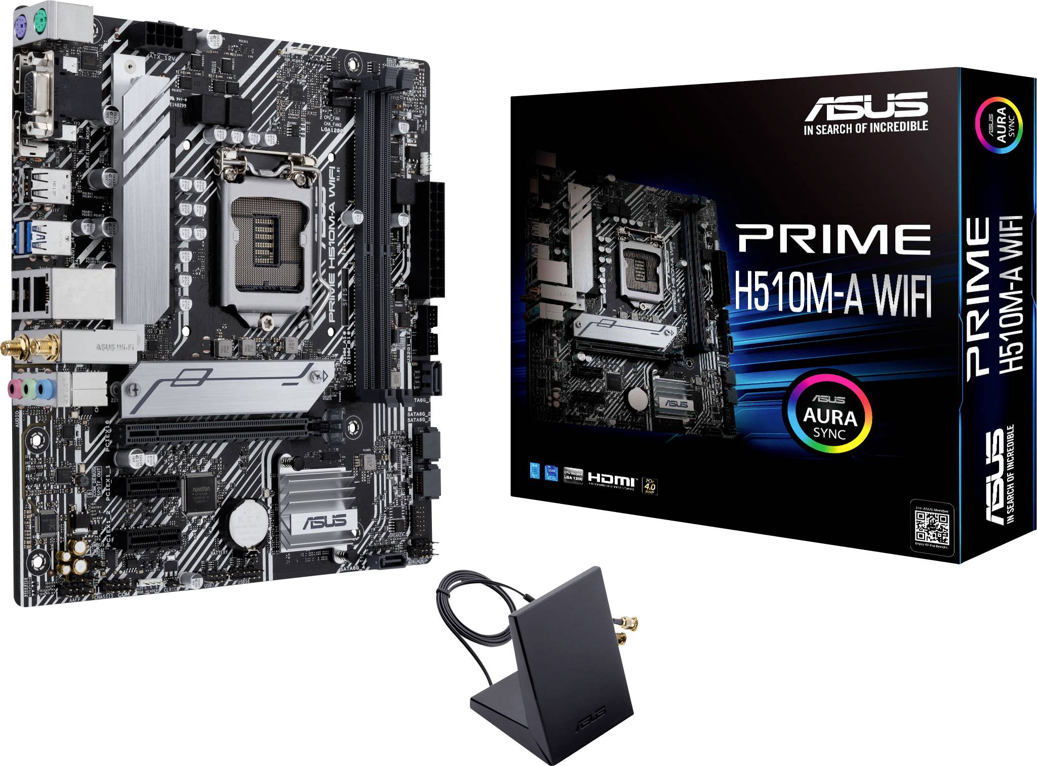 Asus PRIME H510M-A WIFI Motherboard PC base Intel® 1200 Form factor (details) Micro-ATX Motherboard chipset Intel® H510