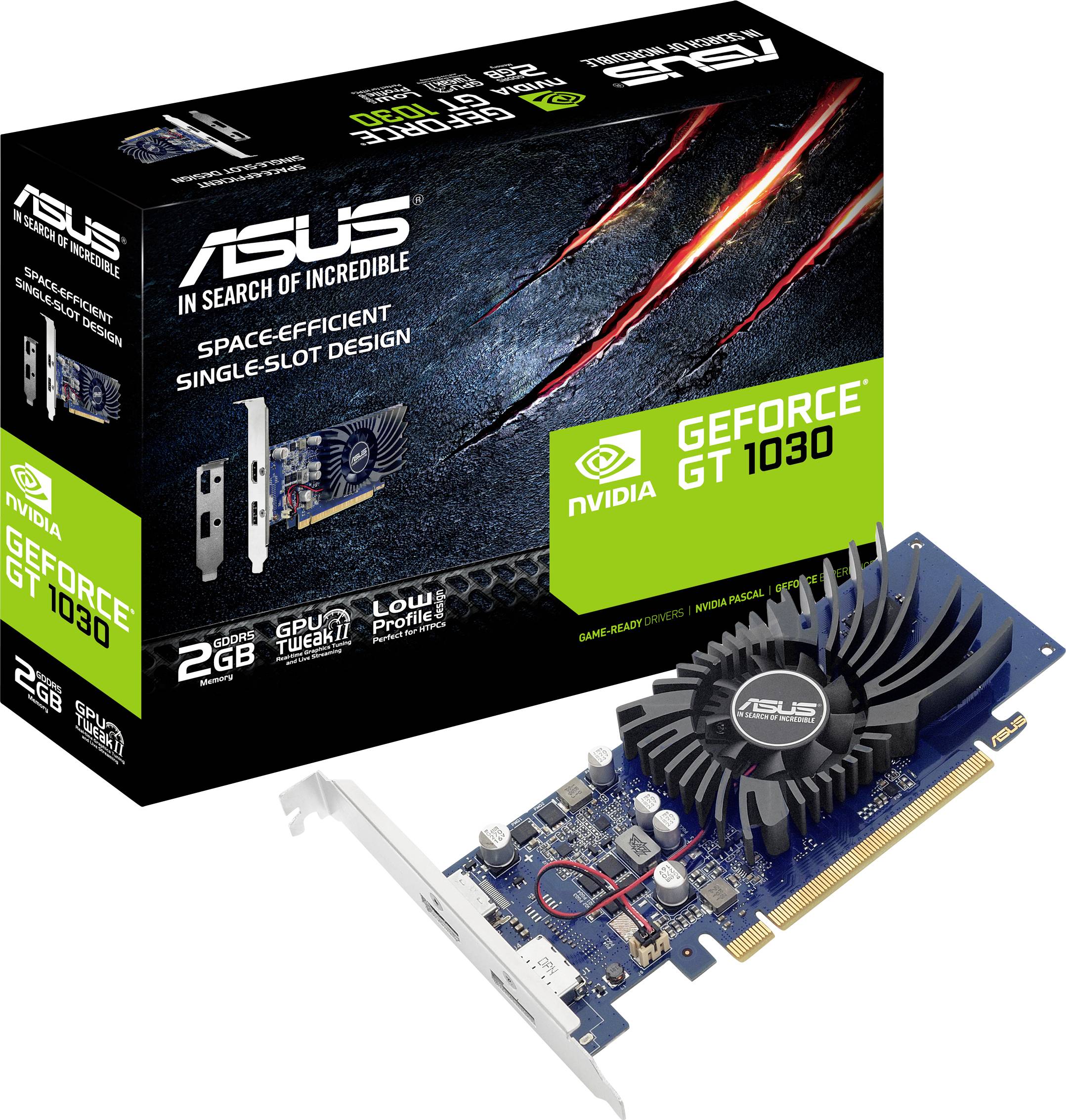 Asus Graphics card Nvidia GeForce GT1030 2 GB GDDR5 RAM PCIe HDMI™, DisplayPort Low profile