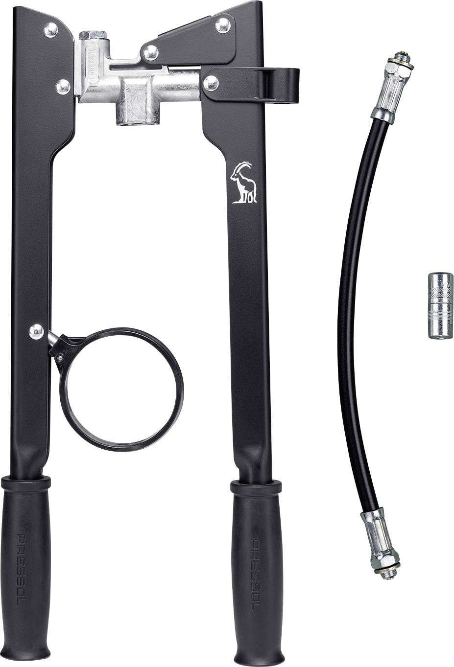 Manual cable pulling press pliers with cable and adapter for use on cable systems or brakes in mechanical systems.