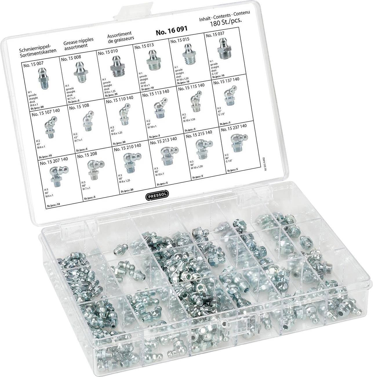 Pressol Lubricating nipple assortment box 180 pieces 215 mm 1 pc(s)