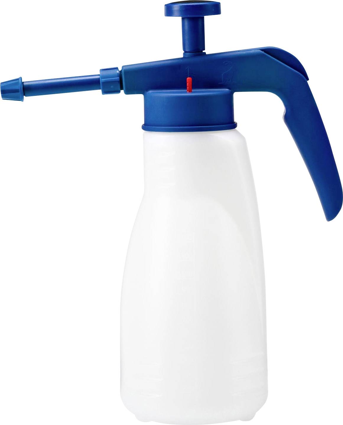 A white spray bottle with a blue handle and nozzle, suitable for plant watering.