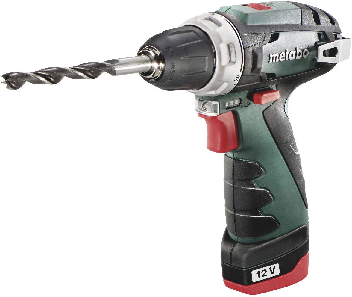 Cordless drill in black and green, with brand and model number printed. Suitable for DIY projects.