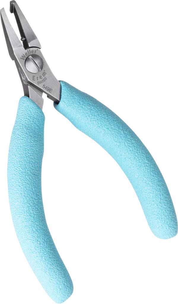 A pair of pliers with ergonomic, blue handles and a metal tip.