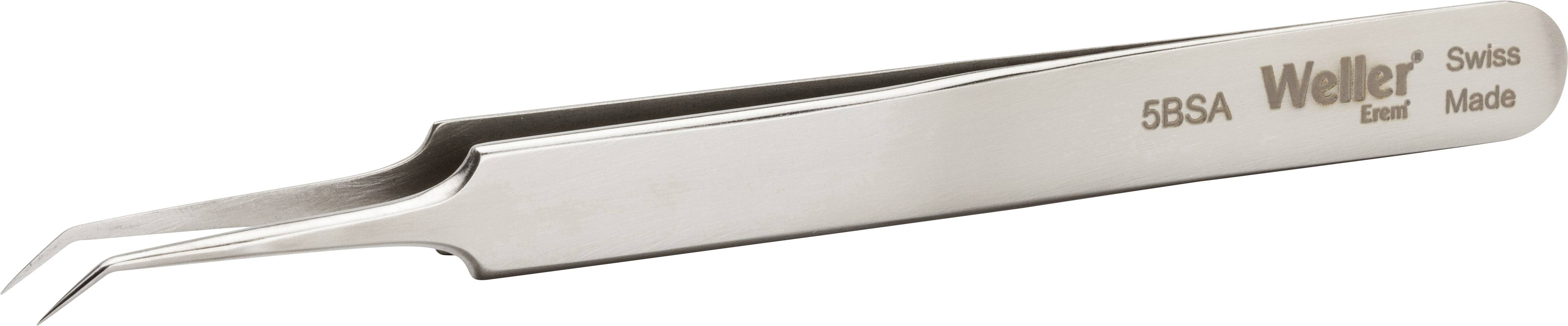 Weller tweezers, Model 5BSA, with curved tips. Manufactured in Switzerland. Used for precision work in electronics.