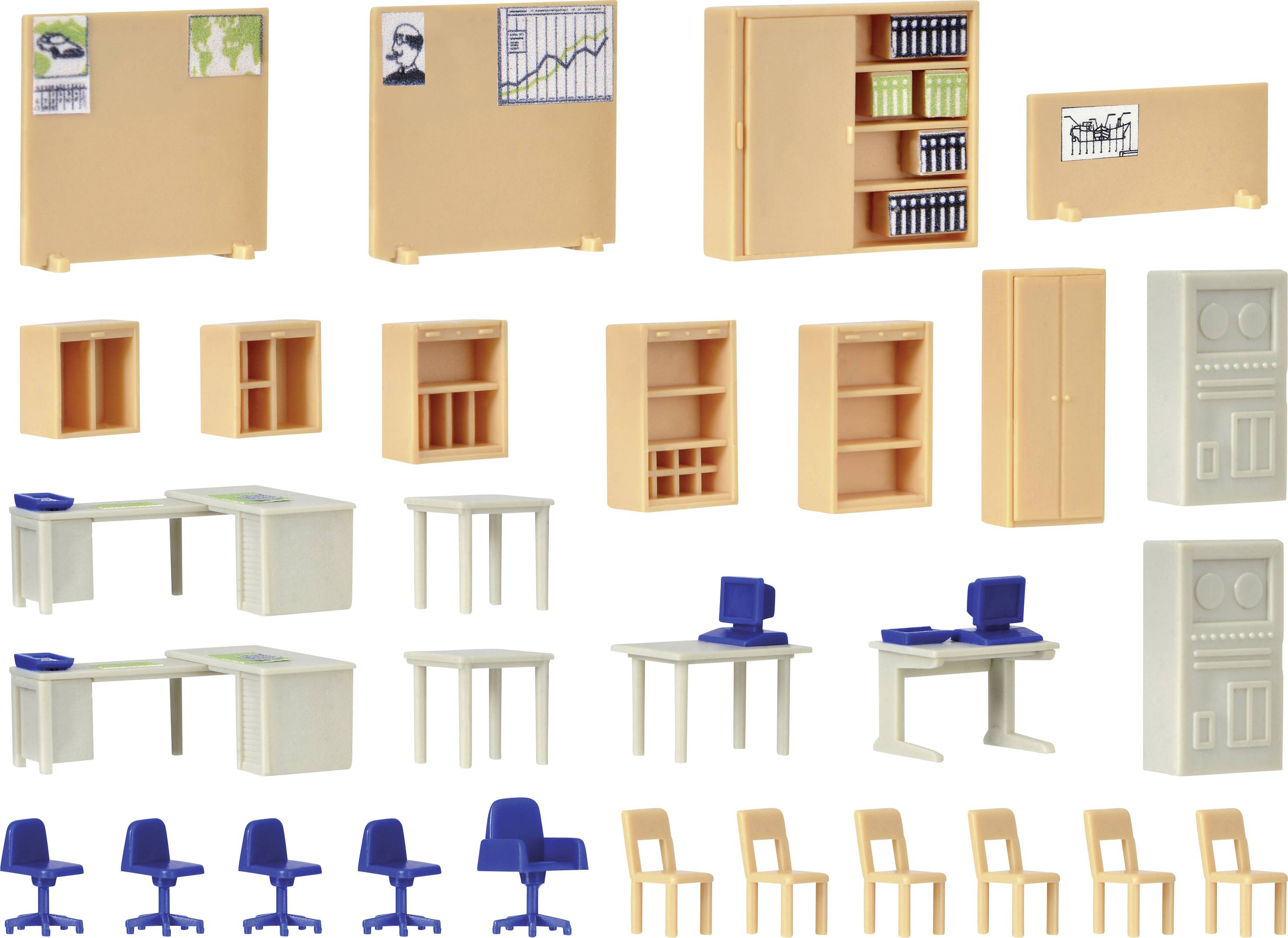Kibri 38654 H0 office furniture decoration set Assembled