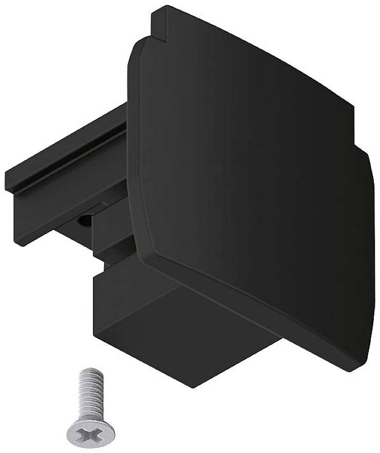 Black square metal piece with a side screw, presumably part of an assembly or mounting system.