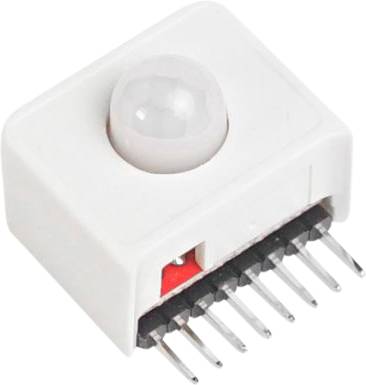 A white infrared sensor with multiple pins on its underside, suitable for motion or light detection in electronic applications.