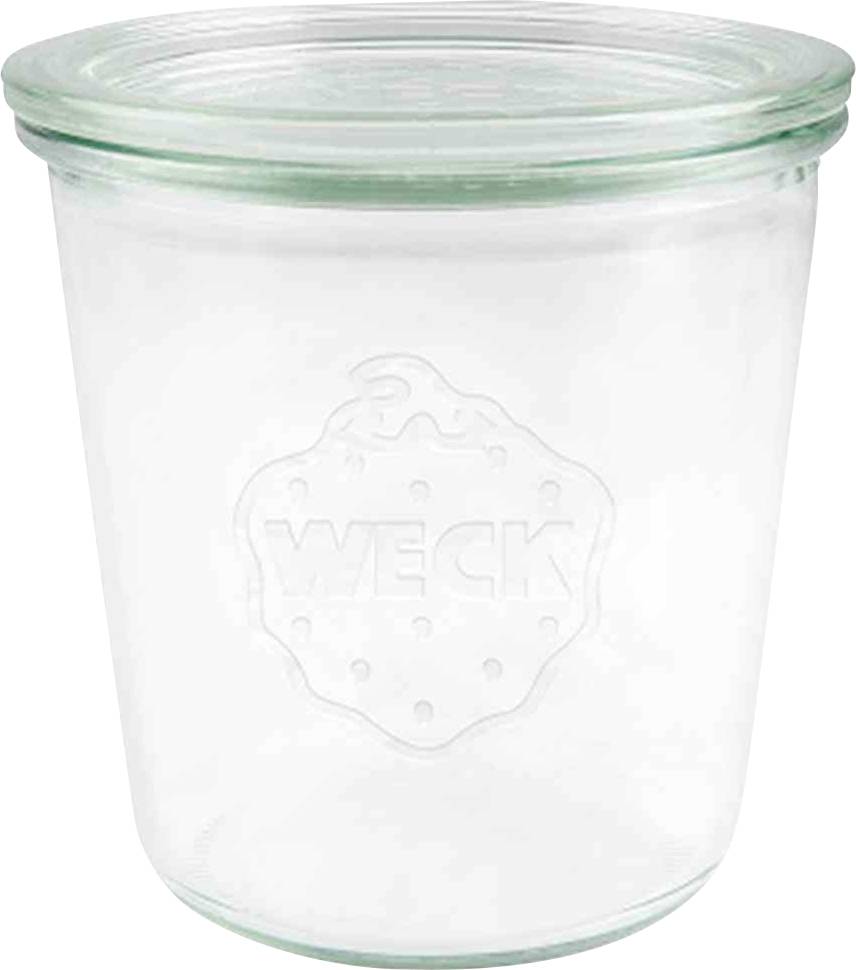 A clear preserving jar with a glass lid, suitable for canning and preserving food.