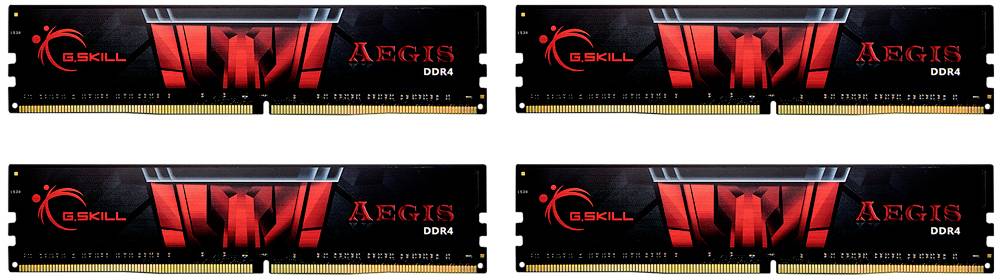 G.Skill Aegis PC RAM kit DDR4 64 GB 4 x 16 GB Non-ECC 3200 MHz 288-pin DIMM CL16-18-18-38 F4-3200C16Q-64GIS