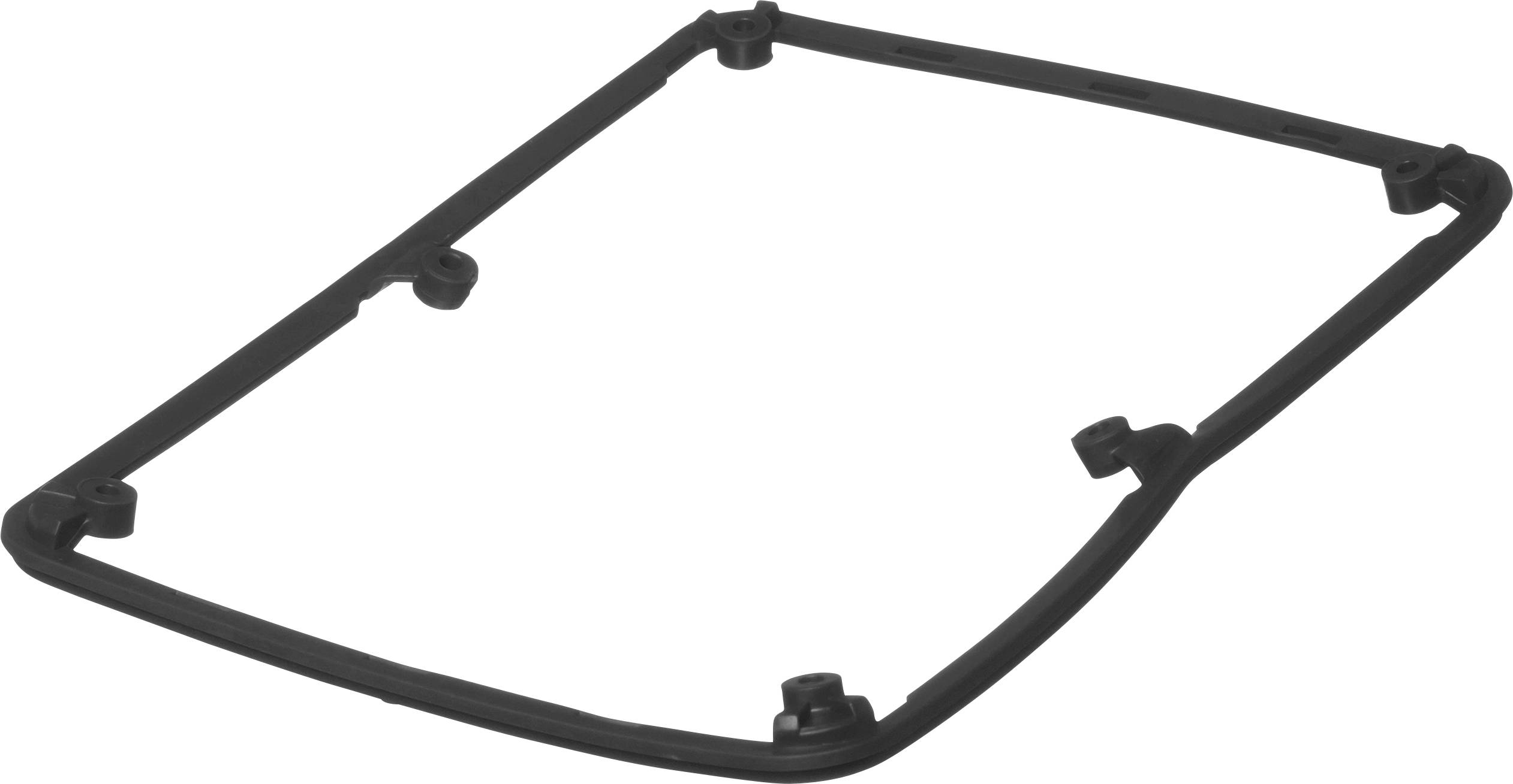 Plastic frame with multiple mounting points, likely part of a larger assembly system. Vertical and horizontal support sections.