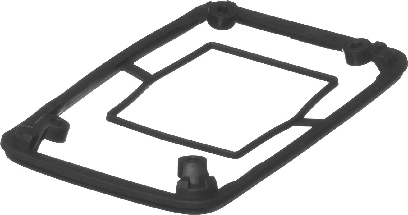 Rubber seal in a rectangular shape with multiple fixing points. Used for sealing or protecting against liquids and dust.