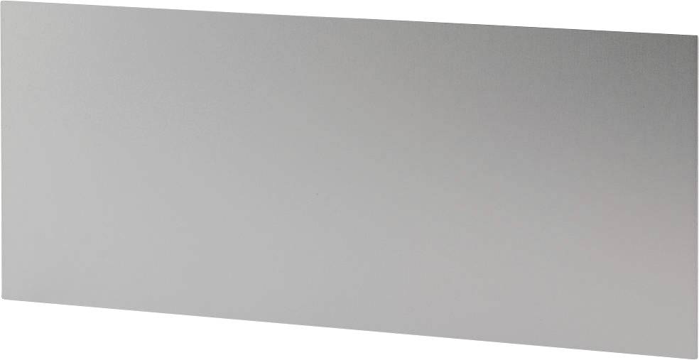 A grey, rectangular metal panel with a smooth surface, lying on a white surface.