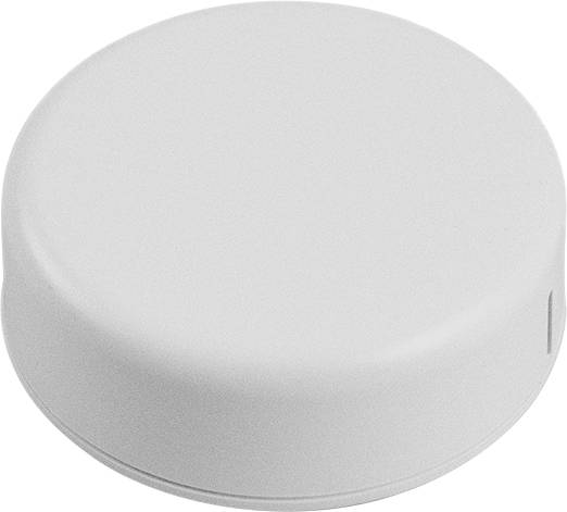 A white, round, flat object with a smooth surface.