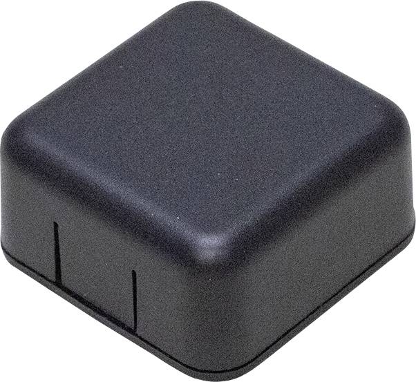 A small, black, square plastic container with rounded edges.