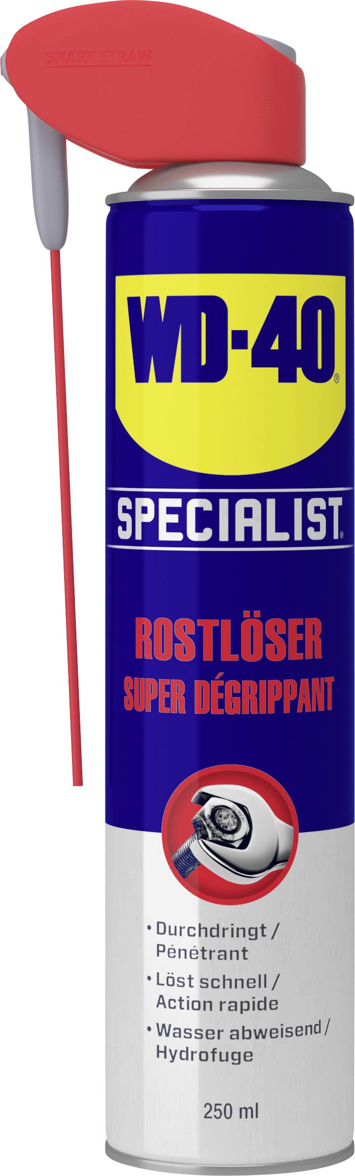 WD-40 Specialist Rust Remover Spray with red spray nozzle, for quick and efficient rust removal, 250 ml.