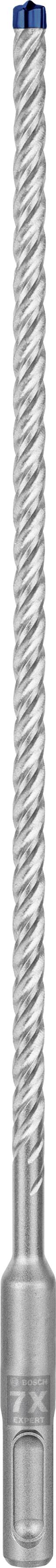 Blue and silver metal drill bit with a spiral design, suitable for precise drilling in concrete or stone.