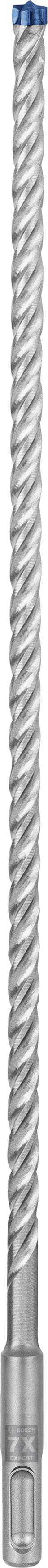Silver metal drill bit with a blue head, suitable for concrete or masonry work.