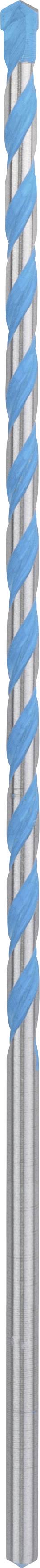 A long, slender, metallic cylinder with blue, spiral-shaped grooves along the upper half, suggests a tool.