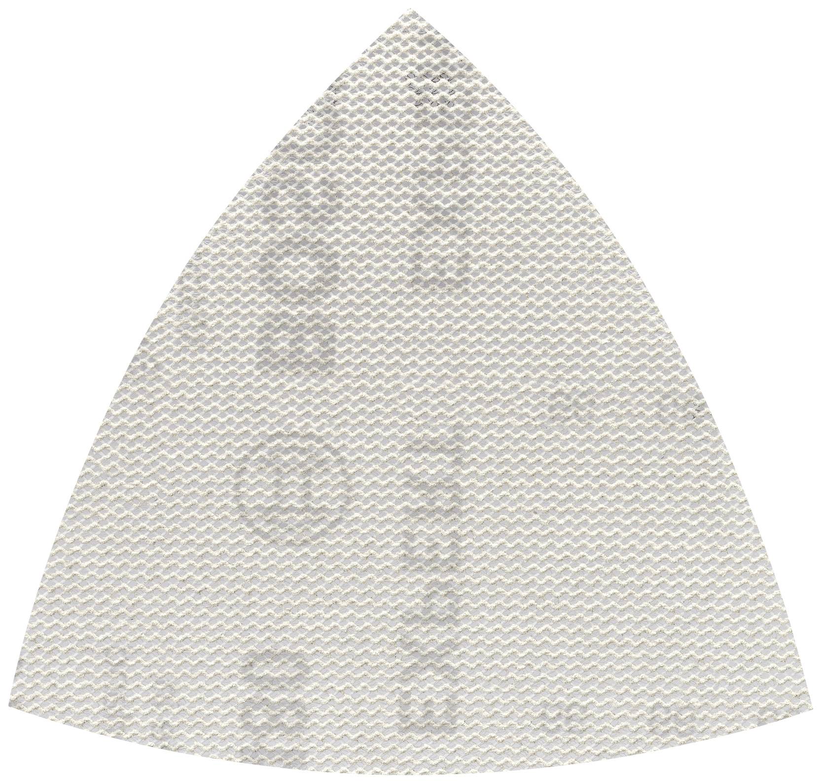 Triangular piece of fine-grained sandpaper, light grey, for multi-sander, with no visible brand markings or logos.