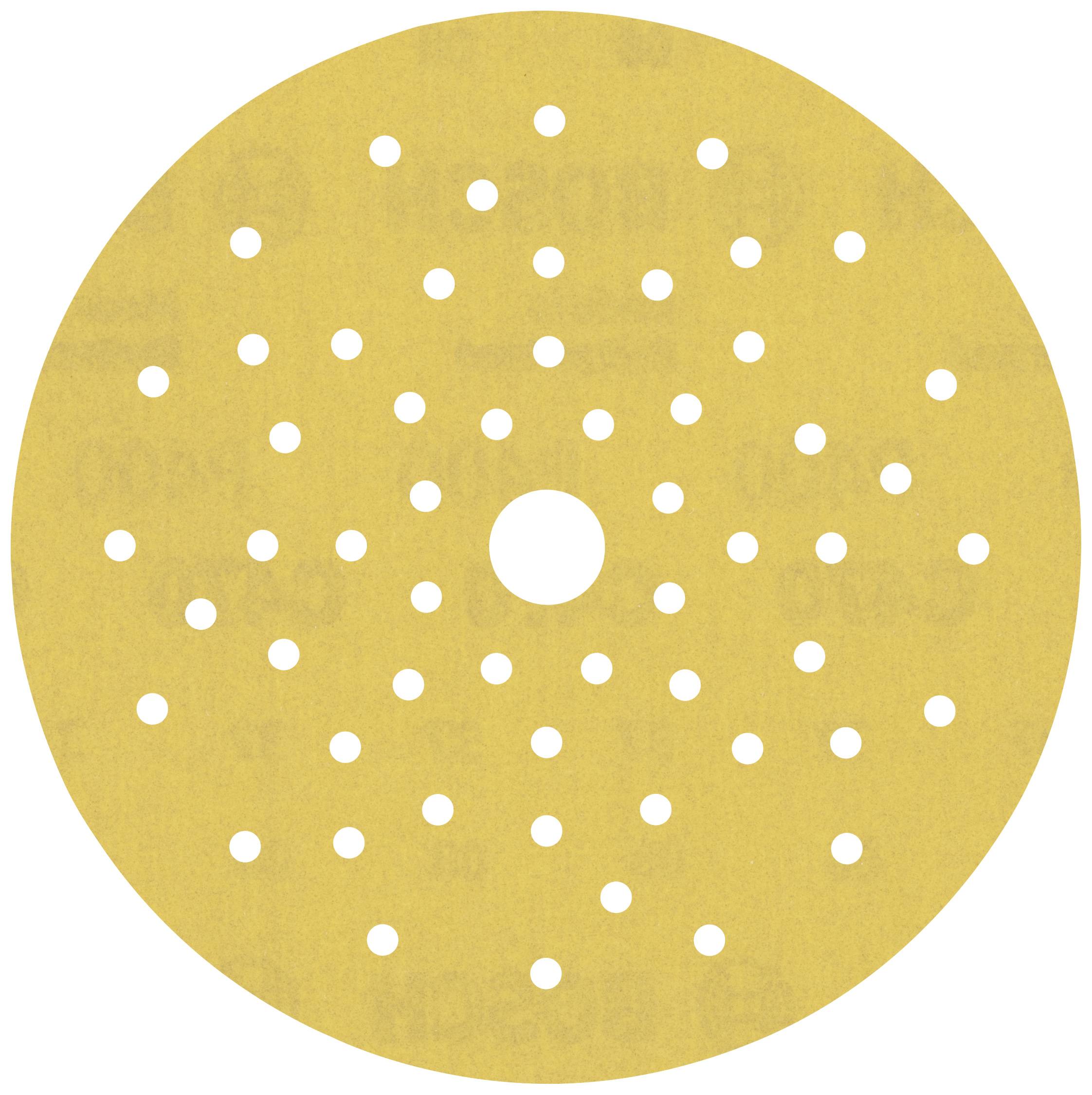 Round grinding disc with a central hole and several small holes in an even pattern. Suitable for grinding work.