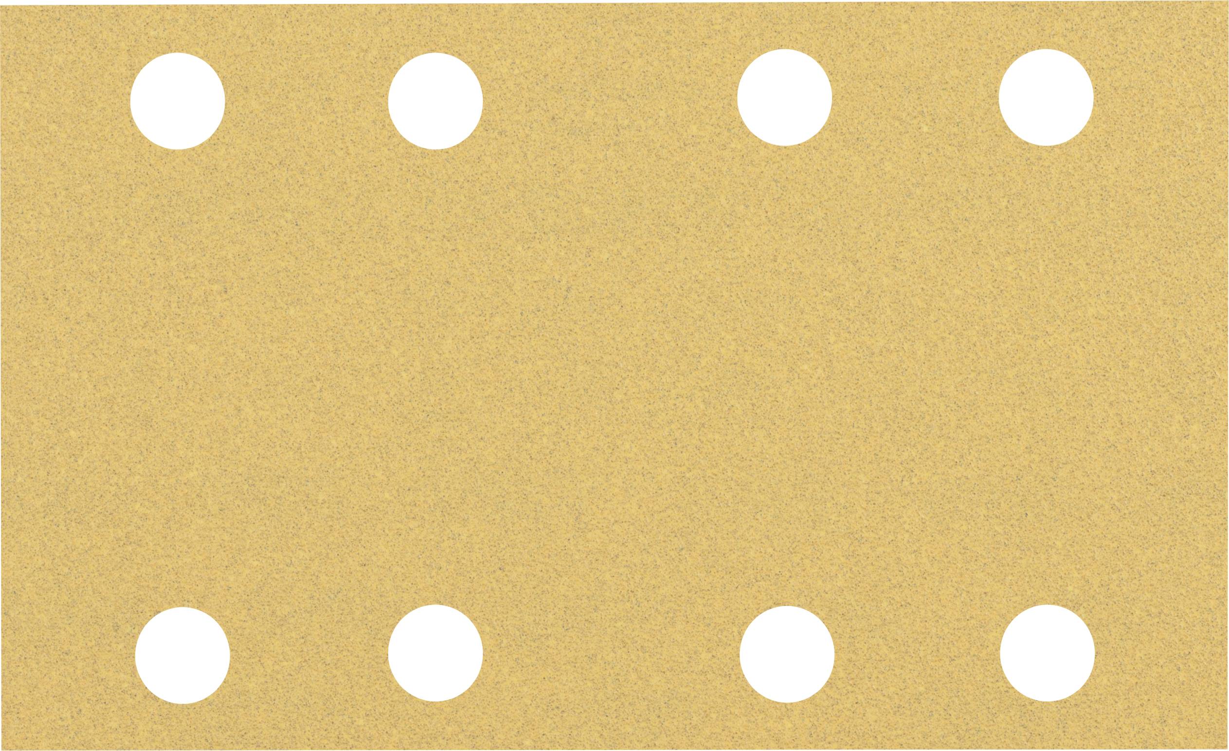 Rectangular board with eight symmetrically arranged white circular holes.