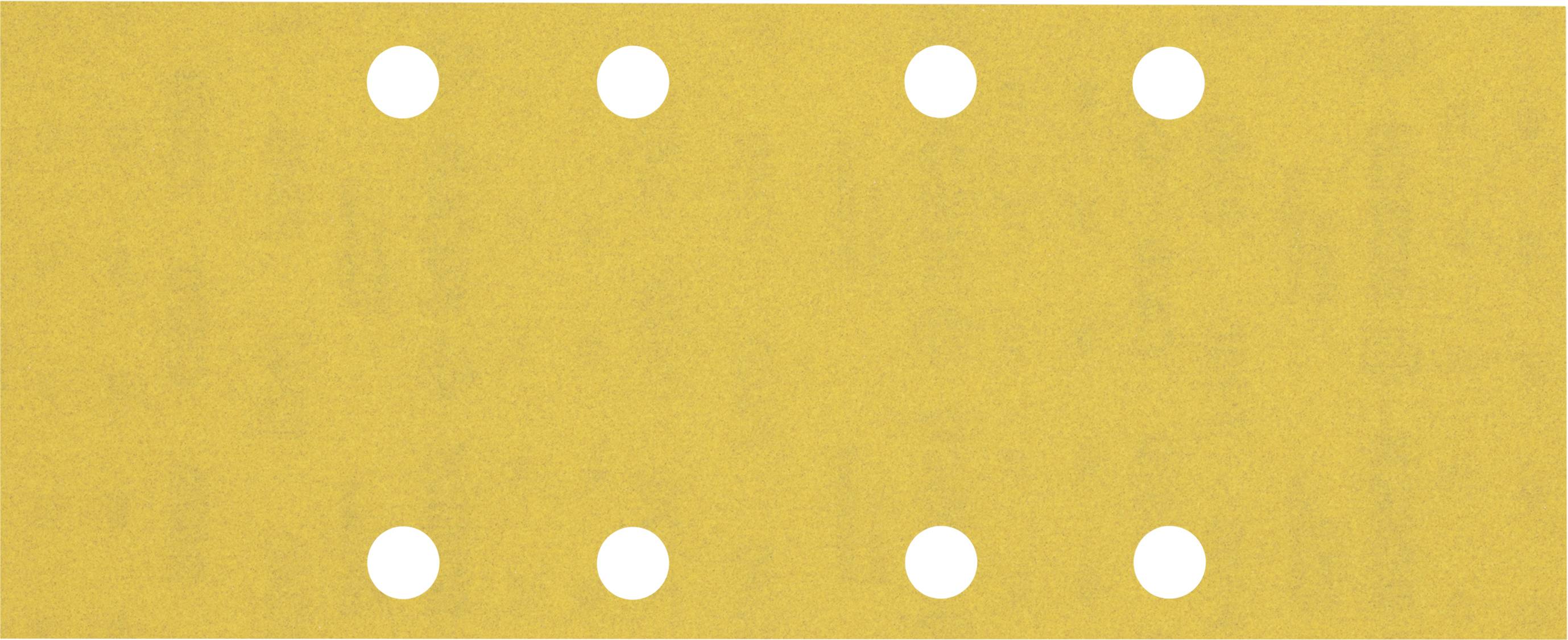 Six white dots in two rows on a yellow rectangle, symmetrically distributed.